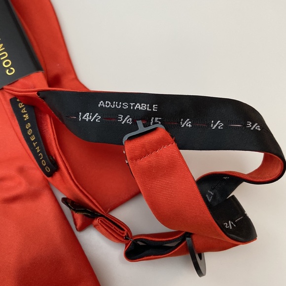 NWT Countess Mara bow tie dark orange satin adjustable - Picture 3 of 5